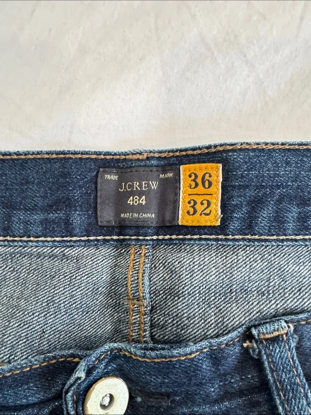 J Crew Men's Dark Blue Denim Jeans Slim Fit,Style 484,36 X 32 Button Fly